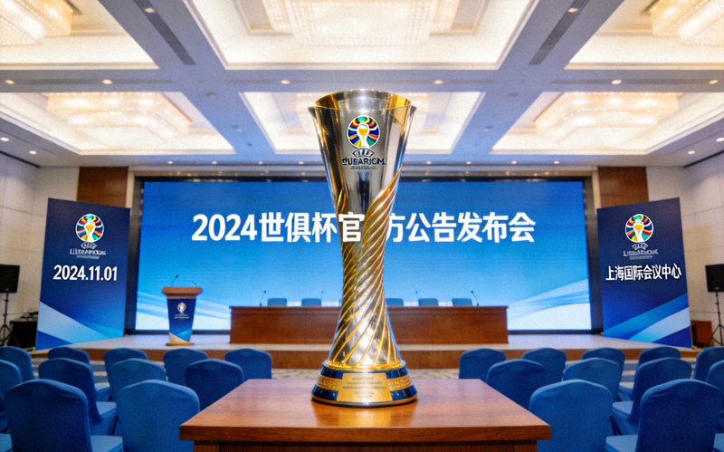 世俱杯官方公告发布会现场与赛事奖杯展示